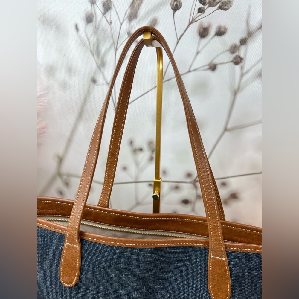 Barrington Large Navy Canvas Tote with Brown Leather Trim - Picture 12 of 12